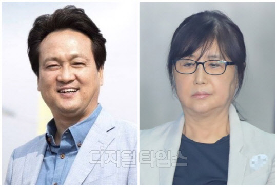 안민석(왼쪽) 더불어민주당 의원과 최서원씨(개명 전 최순실). <디지털타임스 DB, 연합뉴스>